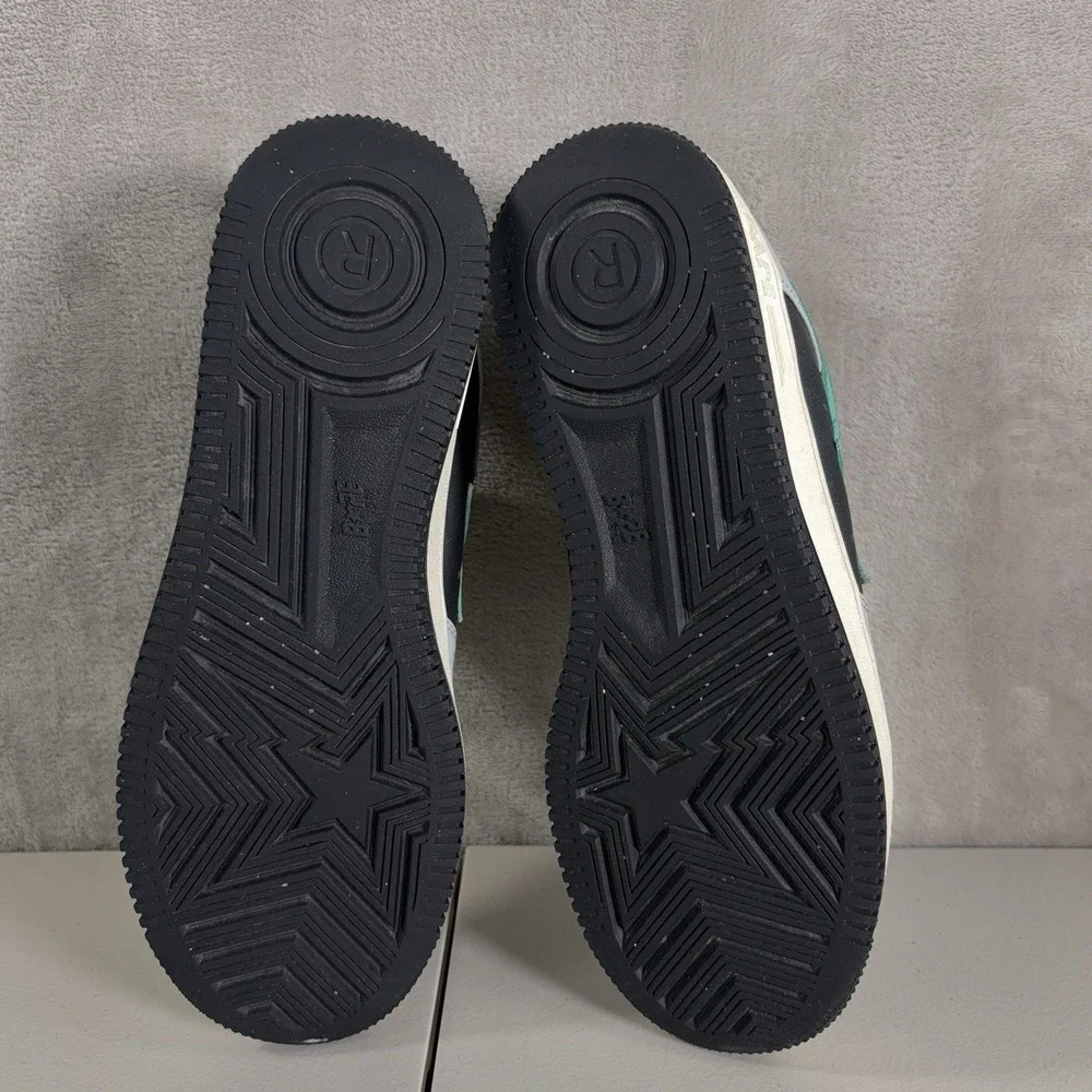A Bathing Ape BAPE Bapesta M2 Low Mens 9 Green Black Shark Face Sneakers